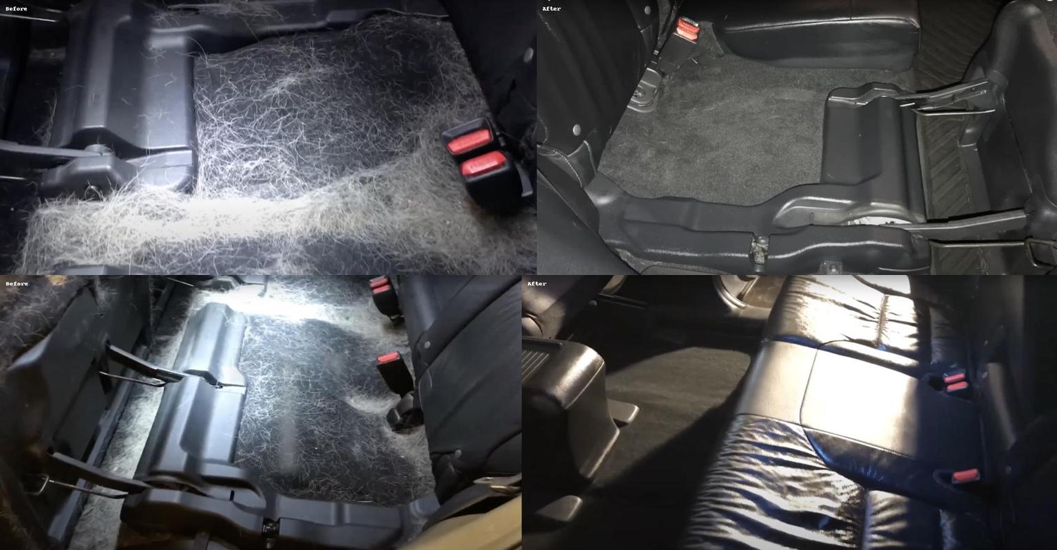 Heavy pet hair removal before and after interior detailing