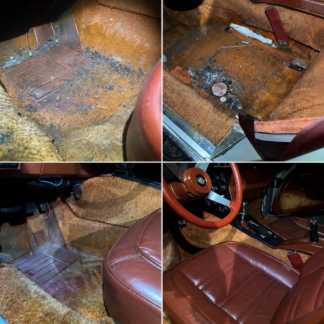 Classic Corvette water damage and mold interior before mold remediation
