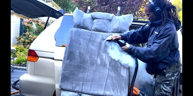 Professional steam cleaning of car seats in Moorestown New Jersey